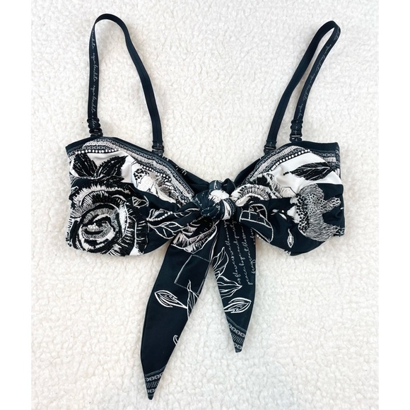 AGUA BENDITA • Lucille Thoughts Black/White Beaded Floral Bikini Top - Picture 10 of 15